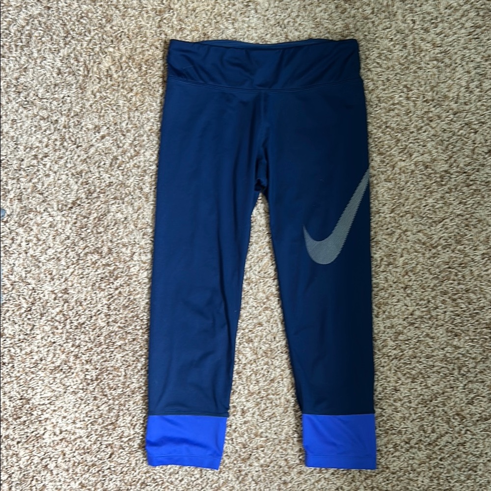 Nike Blue Leggings with Silver Swoosh